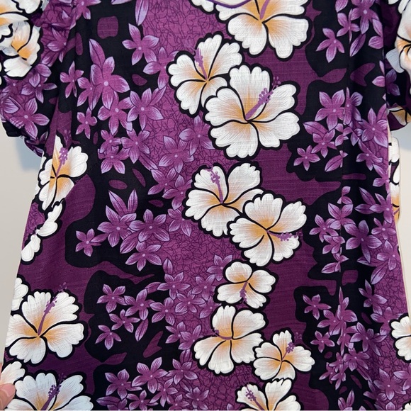 Hilo Hattie Dress Womens Medium Purple Floral Maxi Long USA Hawaiian Tropical - Picture 8 of 12